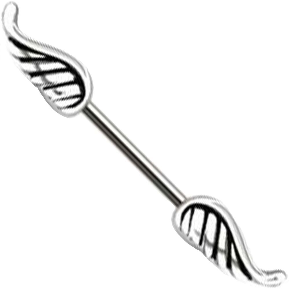 Angel Wing Nipple Bar 14G 7/16” 316L Steel Piercing Jewelry – Single Bar Only